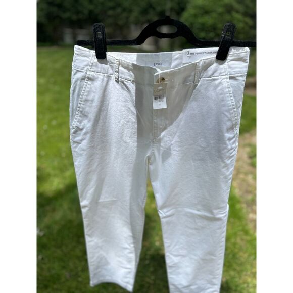 NWT LOFT The Perfect Straight White Pants 10 - Picture 3 of 12
